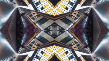 Soyut teknoloji arka planı, fütüristik yansıtıcı tasarımla ayna fraktal etkisi, yaratıcı teknoloji vj döngüsü, içe dönük geometri. Yüksek kalite 4k görüntü