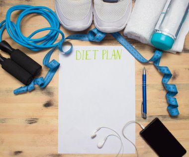 Egzersiz ve diyet, denetim diyet kavramı planlama fitness.