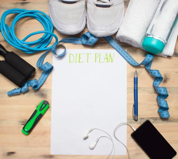 Allenamento e fitness dieta, Pianificazione controllo dieta concetto . — Foto Stock