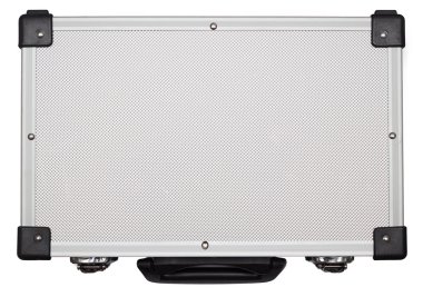 Metalik evrak çantası üzerinde beyaz izole