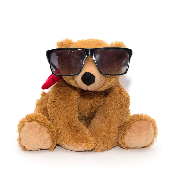 Cooler Teddybär mit Sonnenbrille isoliert — Stockfoto