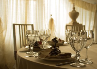 Şarap bardakları kontrast görünümünü düğün tablo