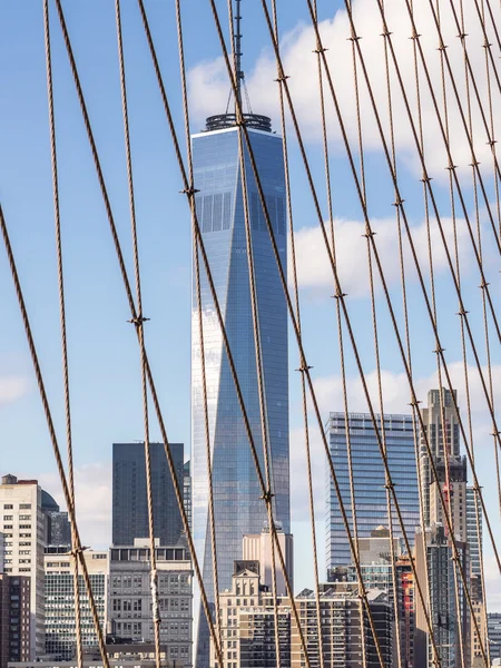 El World Trade Center desde el puente de Brooklyn — Foto de Stock