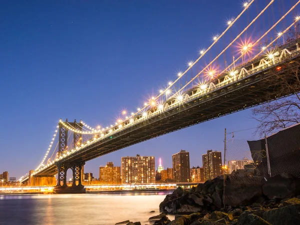 A fények, a Manhattan-híd — Stock Fotó