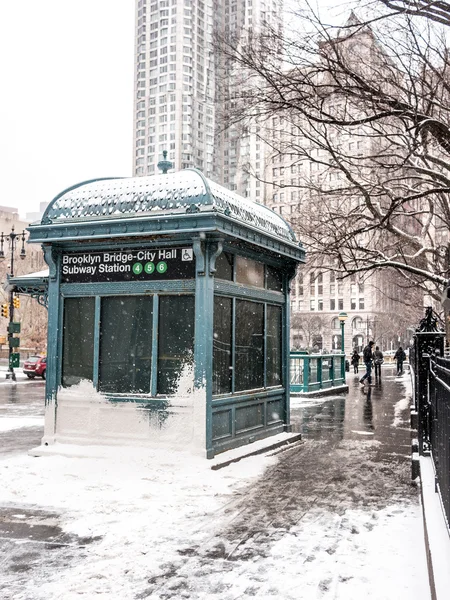 在曼哈顿下雪 — 图库照片