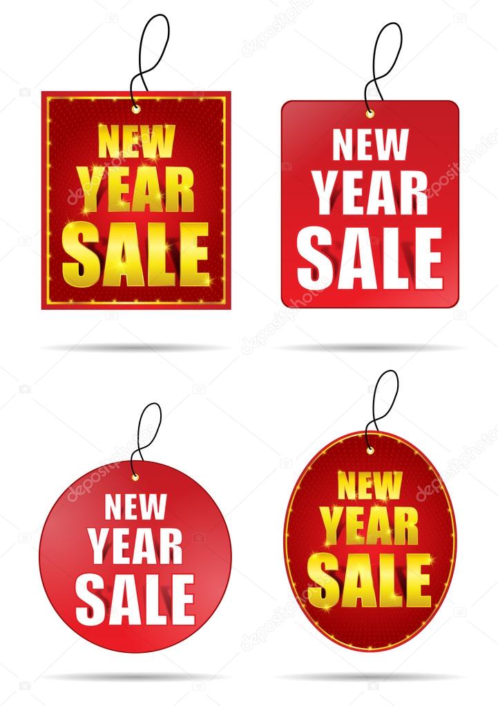 New Year Sale Tag. Vector Illustration