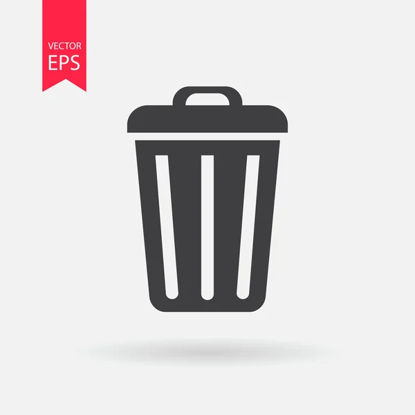 Escaninho de lixo ou excluir o ícone. Estilo do lixo bin logotipo design plano. Lixo bin isolado no fundo branco. Ilustração vetorial —  Vetores de Stock