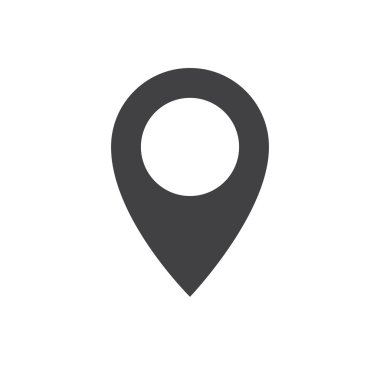 PIN simge vektör. Düz tasarım stili. Beyaz arka plan üzerinde toplu iğne işareti göl kenarında.