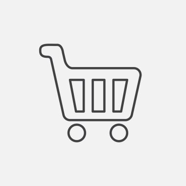 Alışveriş sepeti. Satır simge vektör. Beyaz arka plan üzerinde izole işareti. Düz tasarım stili