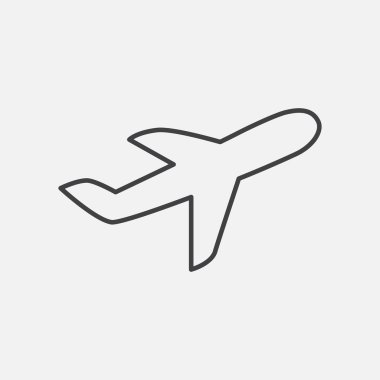 Uçak. Satır simge vektör. Beyaz arka plan üzerinde izole havayolu işareti. Düz tasarım stili