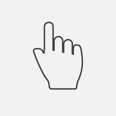 İşaret parmağı ile gösteren bir el. Satır simge vektör. Fare el imleci izole üzerinde beyaz arka plan oturum açın. Simge'yi tıklatın. Web ya da mobil app için düz stil logo tasarım
