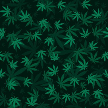 Kenevir yaprağı pürüzsüz desen Medikal Marihuana dokusu 3d efekti koyu vektör arkaplan kumaş ambalaj kağıdı