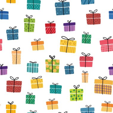 Hediye kutuları kusursuz desenli sunar El çizilmiş karalama koleksiyonu paketlenmiş kağıt tekstil indirimi Noel alışverişi