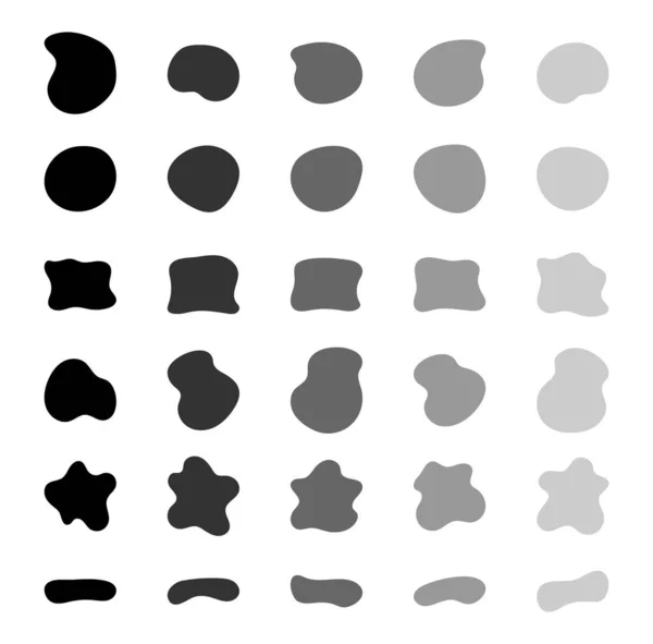 Blob formas vector conjunto. Colección de elementos de splodge abstractos orgánicos. Inkblot silueta simple. Formas en blanco y negro — Vector de stock