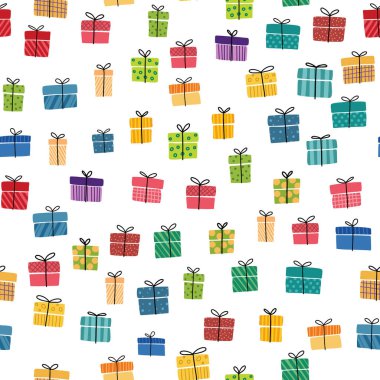 Hediye kutuları kusursuz desenli sunar El çizilmiş karalama koleksiyonu paketlenmiş kağıt tekstil indirimi Noel alışverişi