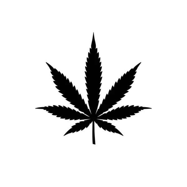 Icône vectorielle de silhouette de feuille de cannabis. Marijuana légalise Médecine signe de cannabis. Logo Indica sativa isolé sur blanc — Image vectorielle