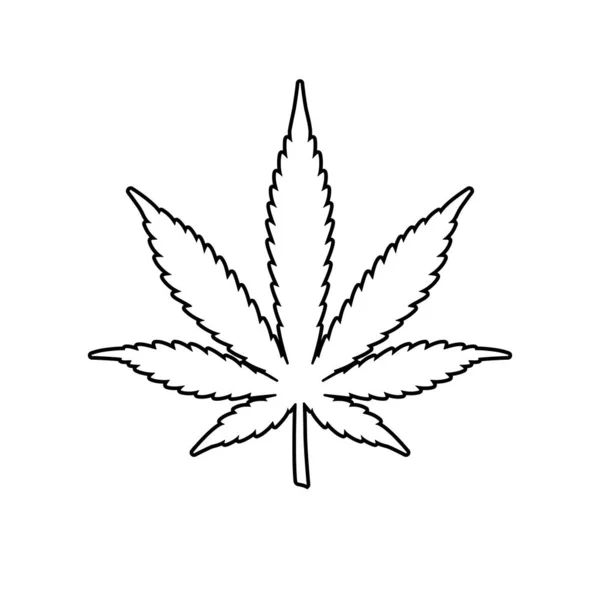 Icône Vectorielle Silhouette Feuille Cannabis Marijuana Légalise Symbole Linéaire Signe — Image vectorielle