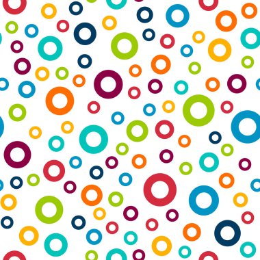 Çember yuvarlak halka Vektör Kusursuz Şablon. Renkli kabarcık dokusu. Soyut arkaplan tasarımı.
