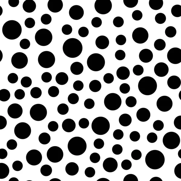 Patrón sin costura de vectores de lunares. Spot círculo burbuja textura. Diseño de fondo abstracto blanco y negro monocromo — Archivo Imágenes Vectoriales
