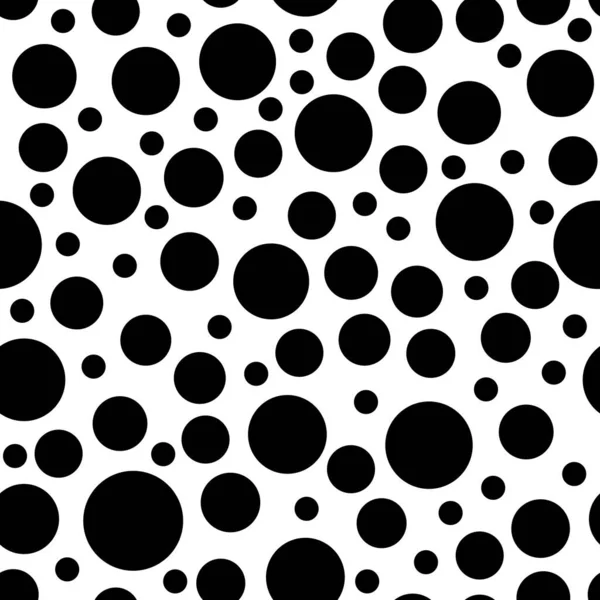 Patrón sin costura de vectores de lunares. Spot círculo burbuja textura. Diseño de fondo abstracto blanco y negro monocromo — Archivo Imágenes Vectoriales