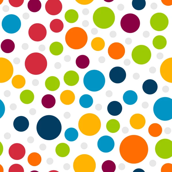 Polka Dot Vector padrão sem costura. Spot círculo bolha textura. Desenho de fundo abstrato colorido — Vetor de Stock