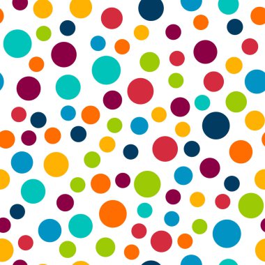 Polka Nokta Vektörü Kusursuz Desen. Benek dairesi kabarcık dokusu. Renkli soyut arkaplan tasarımı