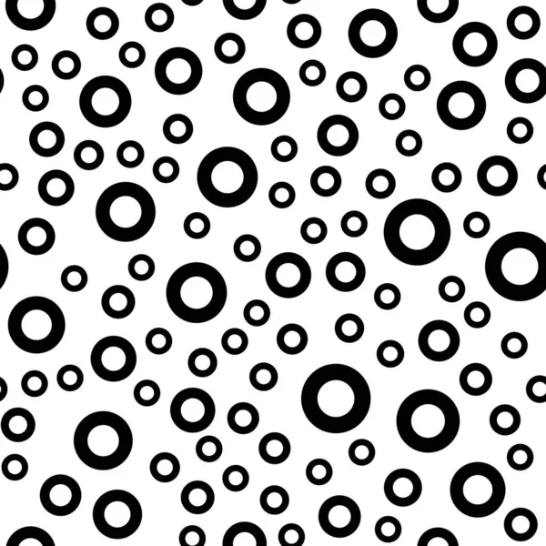 Circle anillo redondo Vector Seamless Pattern. Textura de burbuja monocromática. Blanco y negro Diseño de fondo abstracto. — Archivo Imágenes Vectoriales
