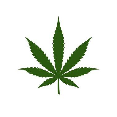 Kenevir yaprağı siluet vektör simgesi. Marihuana tıbbi kenevir işaretini yasallaştırıyor. Indica sativa logosu beyaza izole edilmiş.