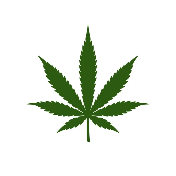 Icône vectorielle de silhouette de feuille de cannabis. Marijuana légalise Médecine signe de cannabis. Logo Indica sativa isolé sur blanc — Image vectorielle