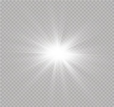 Parlayan güneş, parlayan yıldız, beyaz ışık.