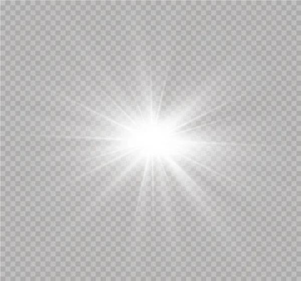 Sol brillante, estrella brillante, luz blanca. — Vector de stock