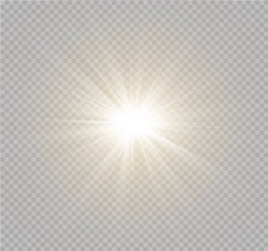 Parlayan güneş, parlayan yıldız, beyaz ışık.