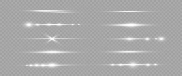 Laserstralen, horizontale lichtstralen, witte lijn. — Stockvector