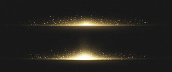 Laserstrålar, horisontella ljusstrålar, gul linje. — Stock vektor