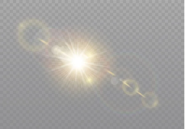 Luce solare speciale lente flash effetto luce sole. — Vettoriale Stock
