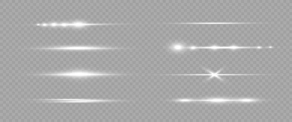 Laserstralen, horizontale lichtstralen, witte lijn. — Stockvector