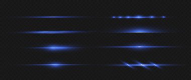 Lazer ışınları, yatay ışık ışınları, mavi çizgi.
