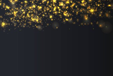 Sarı kıvılcımlar, altın tozu özel bir ışık.