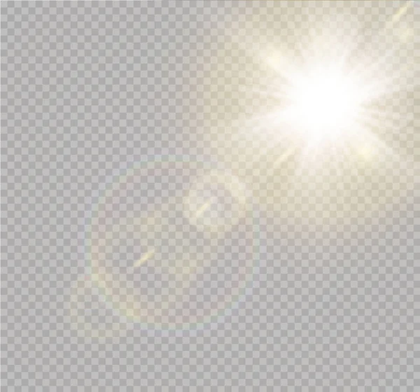 Luz solar lente especial flash luz efeito sol. — Vetor de Stock