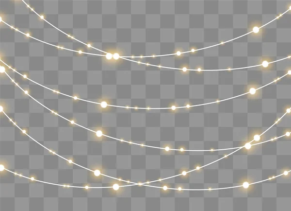 Luces de Navidad, conjunto de guirnalda brillante de Navidad. — Vector de stock