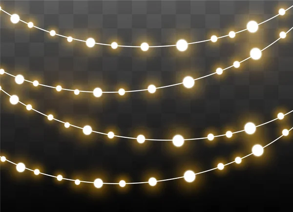 Christmas lights, set of xmas glowing garland. — Stock Vector