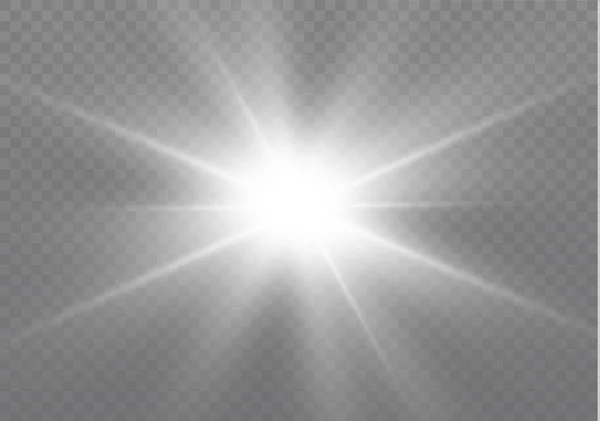 Soleil brillant, étoile brillante, lumière blanche. — Image vectorielle