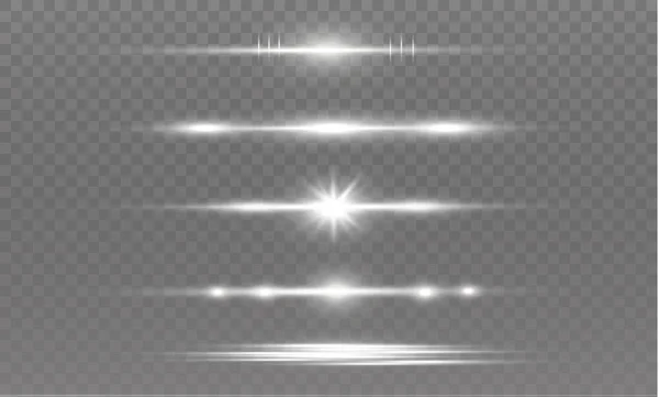 Rayons laser, rayons lumineux horizontaux, ligne blanche. — Image vectorielle