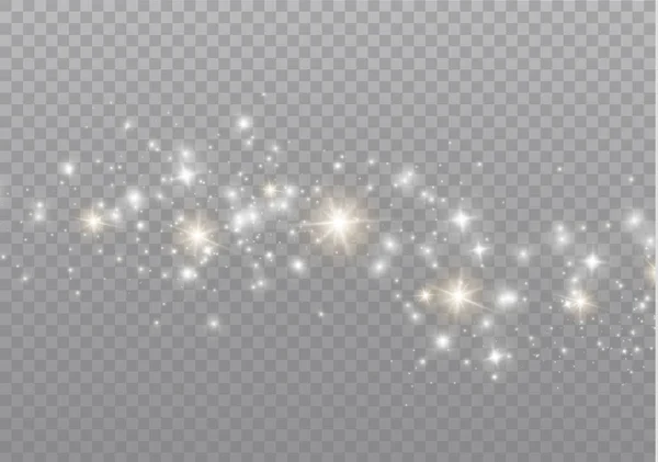 Пыль искры, золотые звезды сияют особым светом. — стоковый вектор