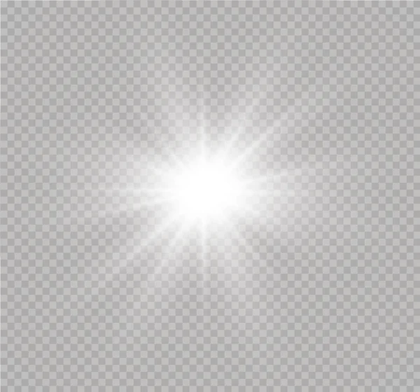 Skinnende sol, lyse flash stjerne, hvidt lys. – Stock-vektor