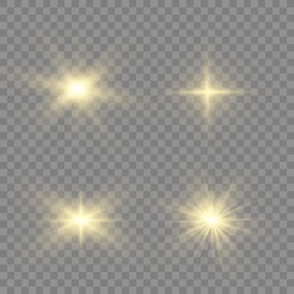 Las estrellas doradas brillan con una luz especial. — Vector de stock