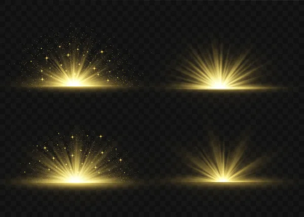 Light effect explosion sun, glitter spark flash. — Stock Vector