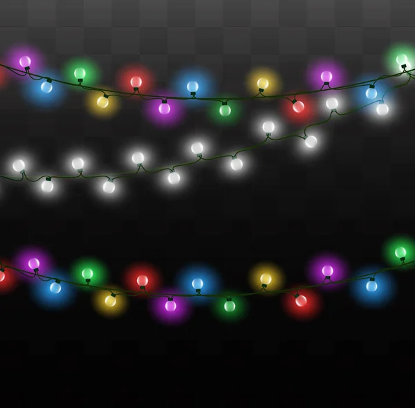 Christmas lights, set of xmas glowing garland. — Stock Vector