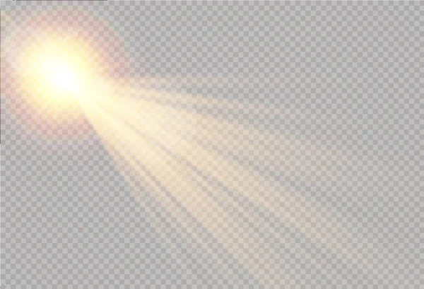 Lente de luz solar flash efeito de luz, raio de sol. — Vetor de Stock