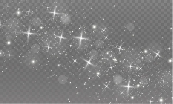 Étincelles de poussière, étoiles dorées brillent lumière spéciale. — Image vectorielle